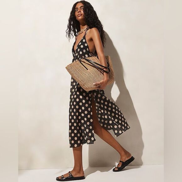 NWT J CREW Crinkle side-tie dress in dot print - Picture 2 of 9